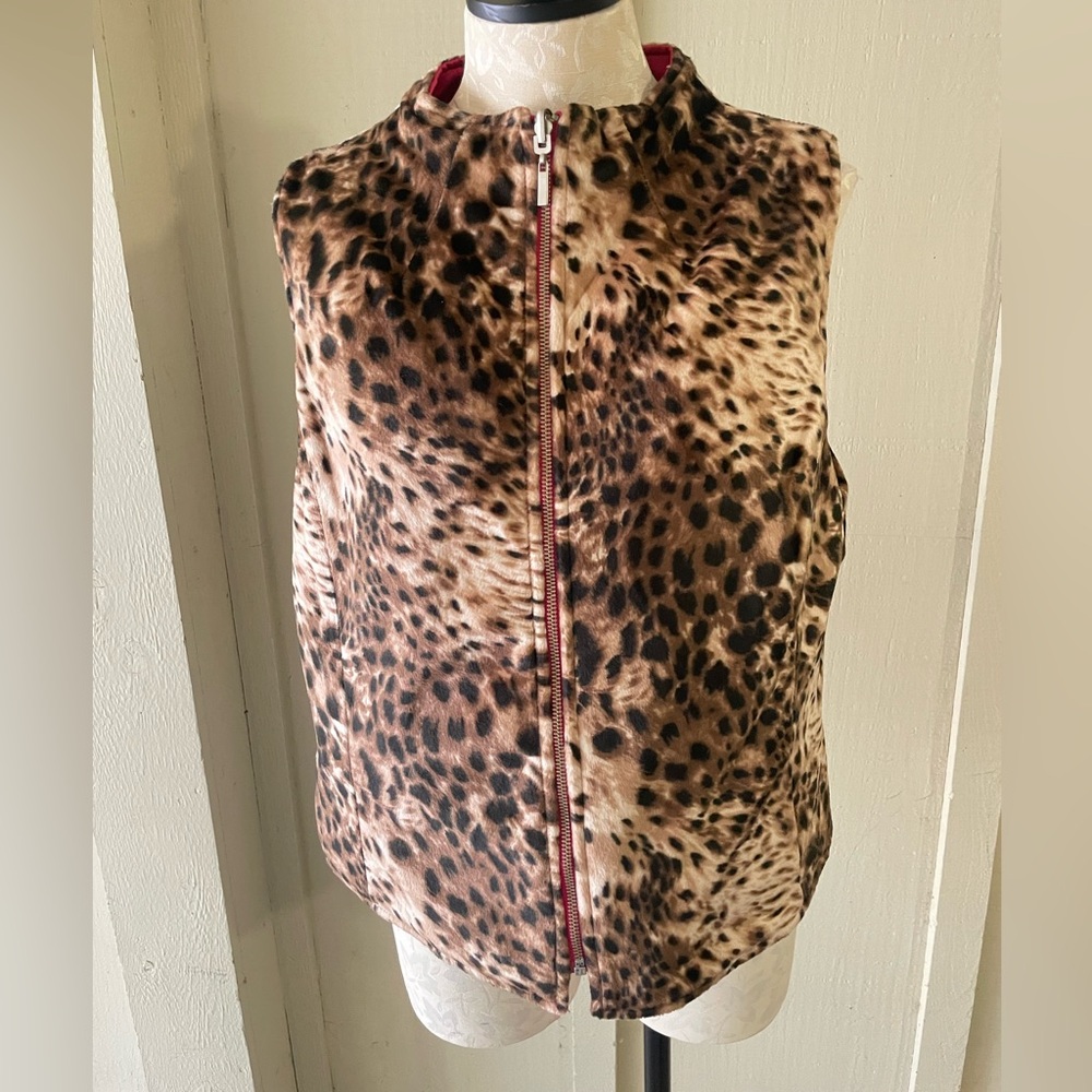 Women’s fur leopard print vest